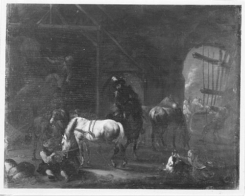 Pferde in der Scheune, 1728, August Querfurt