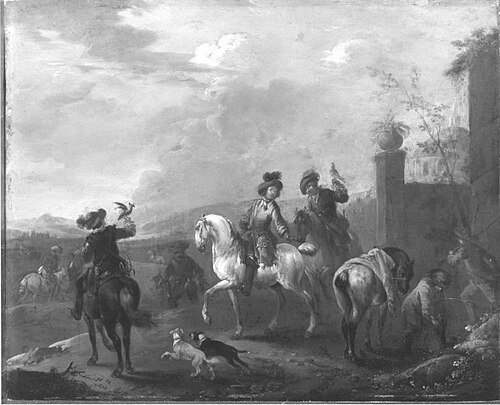 Aufbruch zur Reiherbeize, 1728, August Querfurt