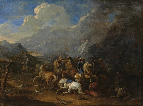 Battle of the imperial cavalry with the Turks., 1750, August Querfurt
