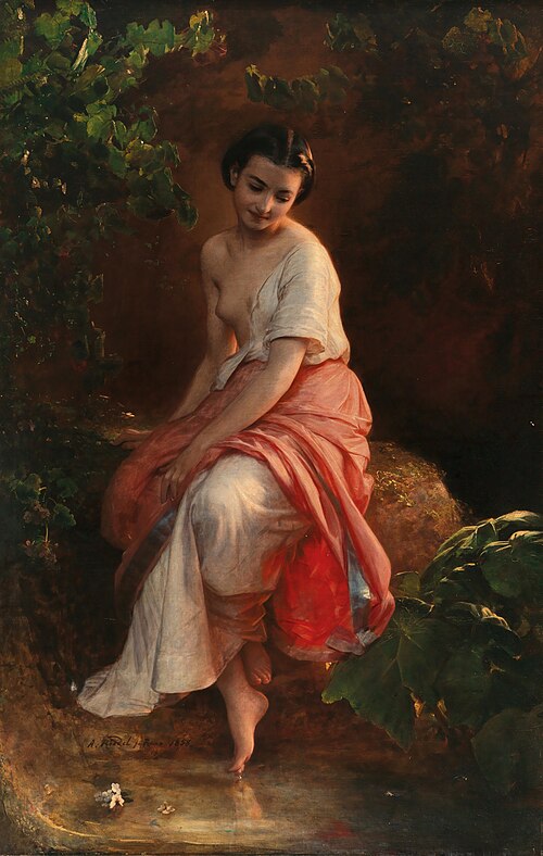 A woman bathing, 1858, August Riedel