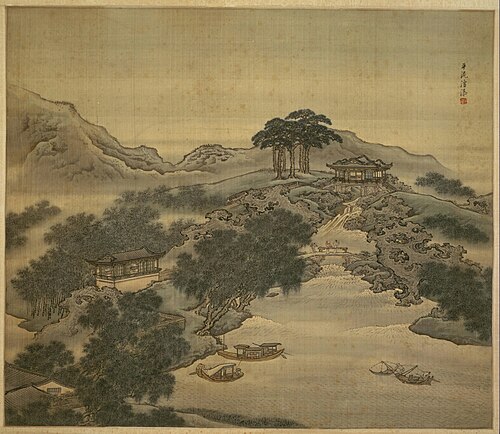 袁耀山水屏-平流湧瀑, , Yuan Yao