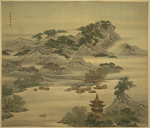 袁耀山水屏-万松叠翠, , Yuan Yao