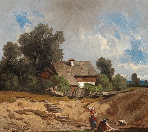 Washerwomen by the River, 1857, August Schaeffer von Wienwald