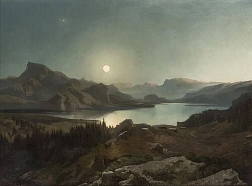 Alpine Lake, 1858, August Schaeffer von Wienwald