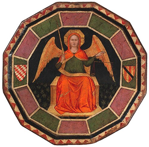 Desco da parto (Birth Salver), obverse: Diana and Actaeon, reverse: Justice, 1380, Lorenzo di Niccolò Gerini