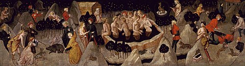 Cassone avec des scènes du mythe de Diane, Meleager et Actéon., 1400, Lorenzo di Niccolò Gerini