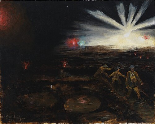 The Front Line - At Night, 1914, James Alexander Churchman