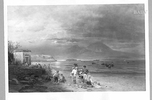 beach of maples, 1877, Oswald Achenbach