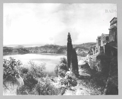 lake Nemi with view on Castel Gandolfo and the Campagna, 1887, Oswald Achenbach