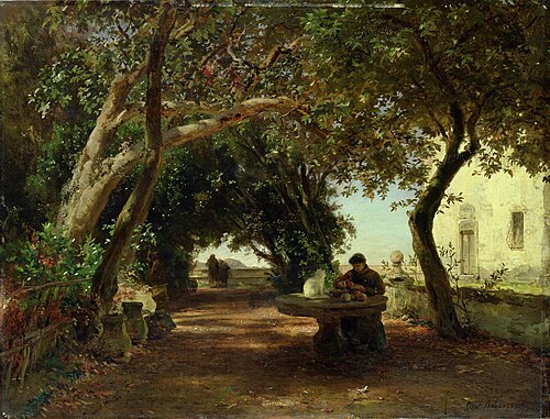 Jardin d'un monastère italien, 1857, Oswald Achenbach