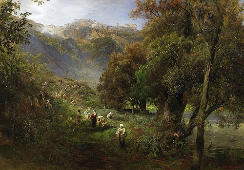 L'été sur les rives du lac Alban, , Oswald Achenbach