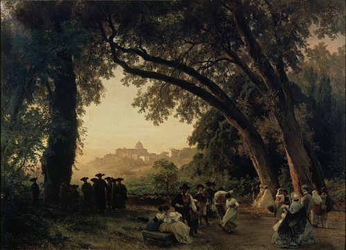 Saltarello danza si affaccia Castel Gandolfo, 1860, Oswald Achenbach