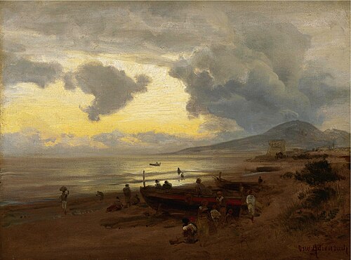 Sunset on the shore, , Oswald Achenbach