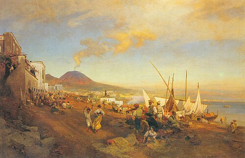 Am Strand von Neapel, , Oswald Achenbach