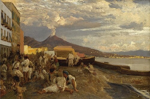 The Bay of Naples, Vesuvius beyond, , Oswald Achenbach