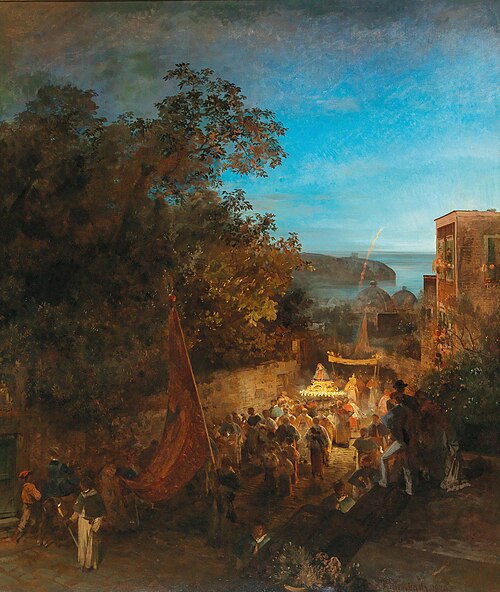 Ischia – Feast of St Anne, Casamicciola, 1876, Oswald Achenbach