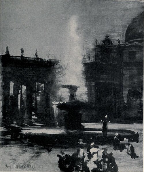 Springbrunnen auf dem Petersplatz, 1871, Oswald Achenbach