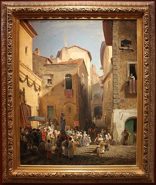 Une fête à Genazzano, 1865, Oswald Achenbach