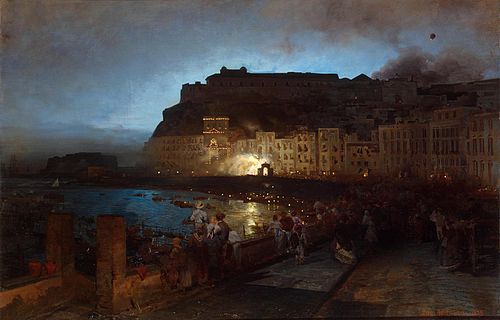 Feu d'artifice à Naples, 1875, Oswald Achenbach