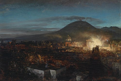 Feu d'artifice sur la Torre dell Annunziata à Naples, , Oswald Achenbach