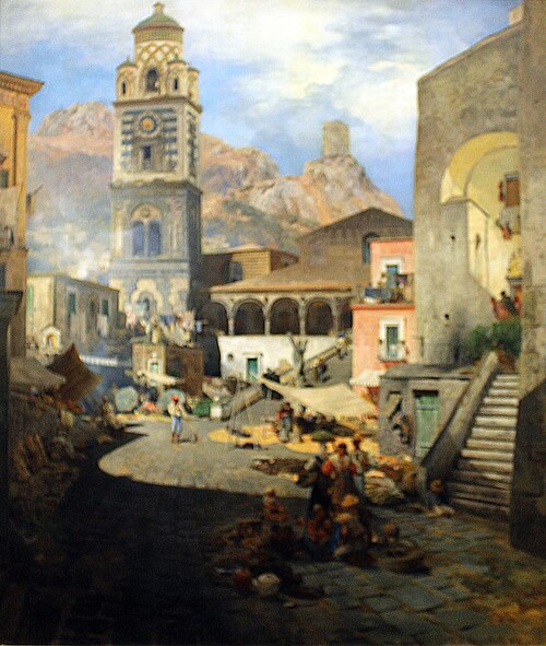 Marktplatz von Amalfi, 1876, Oswald Achenbach