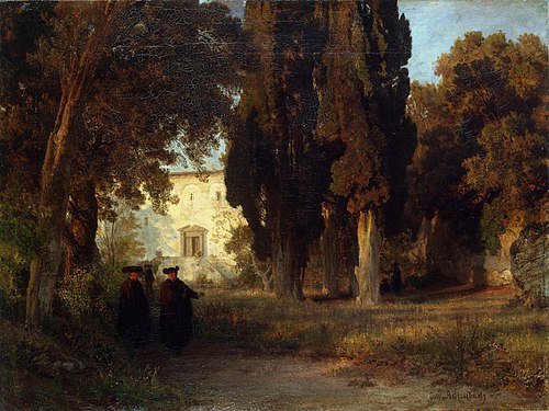Garden in a Monastery, 1857, Oswald Achenbach