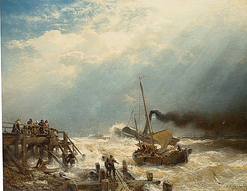 Harbour of Ostende, 1858, Andreas Achenbach