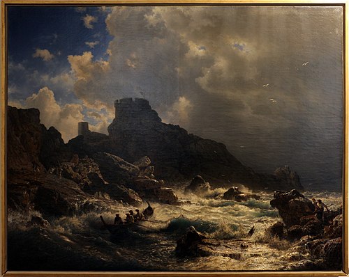 agitated sea under a stormy sky, 1853, Andreas Achenbach