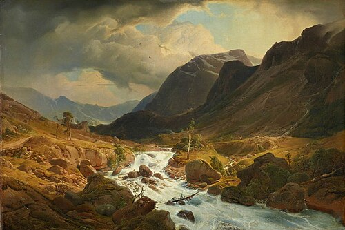 Norwegisches Gebirgstal / Wildbach, 1839, Andreas Achenbach