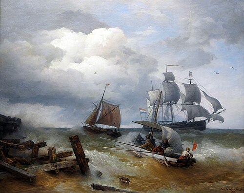 Boote auf stürmischer See, 1888, Andreas Achenbach