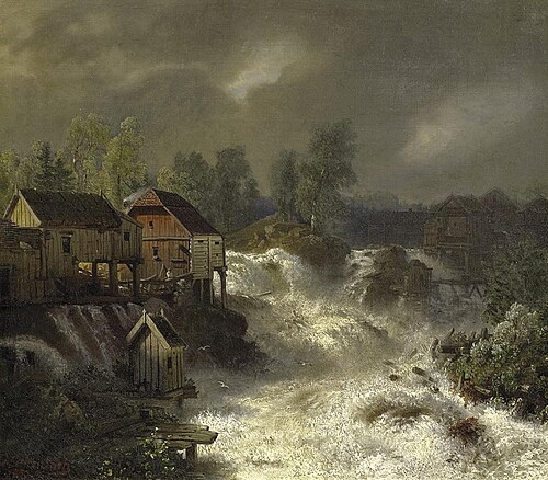The waterfalls of Trollhättan in Sweden, 1850, Andreas Achenbach