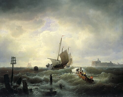 L'entrée du port de Hellevoetsluys, 1850, Andreas Achenbach