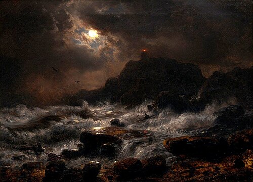 Norwegian Coast by Moonlight, 1848, Andreas Achenbach
