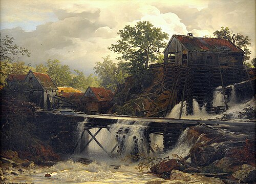 A timbermill in Westphalia, 1868, Andreas Achenbach
