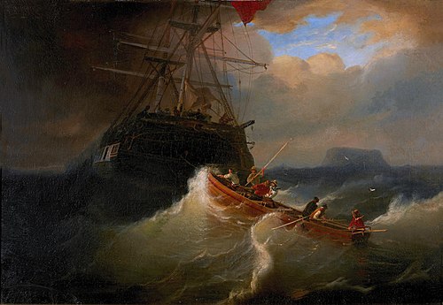 Retrieving the stern boat, 1846, Andreas Achenbach