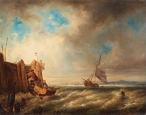 Sur le quai, 1855, Andreas Achenbach