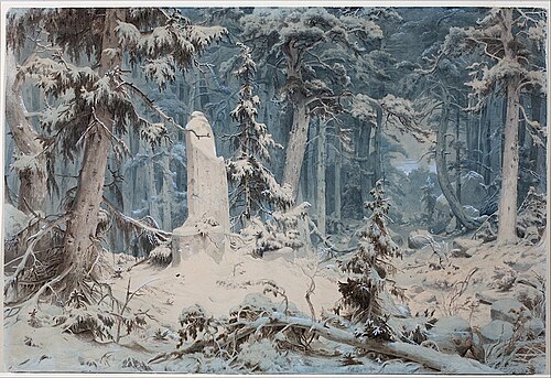 Snowy forest, 1835, Andreas Achenbach