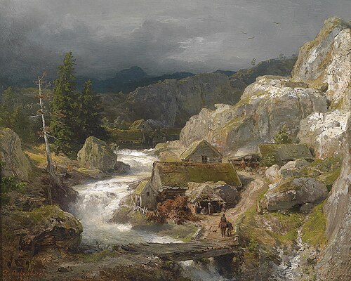 Mühle am Gebirgsbach, 1861, Andreas Achenbach