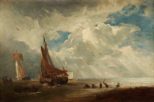 Sturm und Regen in einem Holländischen Hafen, , Andreas Achenbach