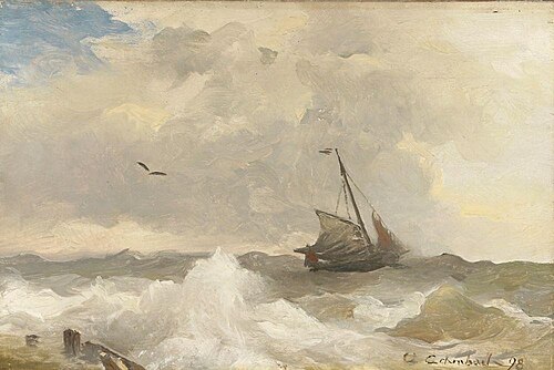 Segler bei stürmischer See, 1898, Andreas Achenbach