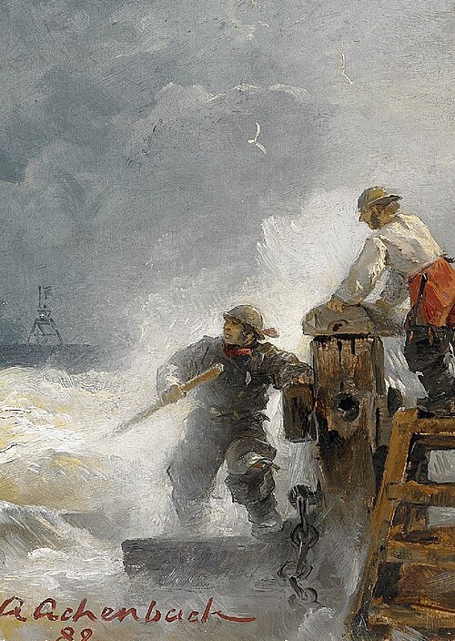 At the Jetty, 1889, Andreas Achenbach