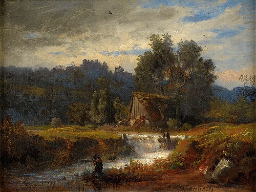 Norwegische Landschaft mit Angler., 1910, Andreas Achenbach