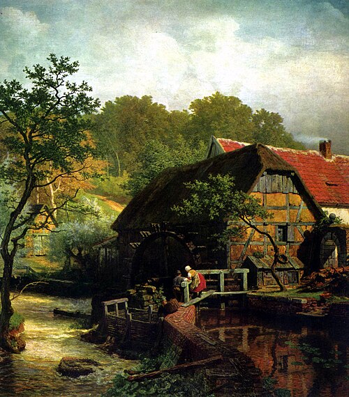 Westphalian Watermill, 1863, Andreas Achenbach