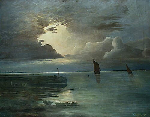 Sunset at Sea with Rising Thunderstorm, 1903, Andreas Achenbach