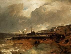 Gezicht op het strand, 1880, Andreas Achenbach