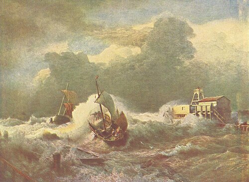 Vuurtoren bij Ostende, 1887, Andreas Achenbach