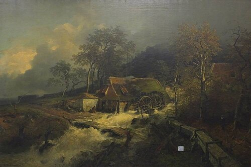 Watermolen aan een bosbeek, 1872, Andreas Achenbach