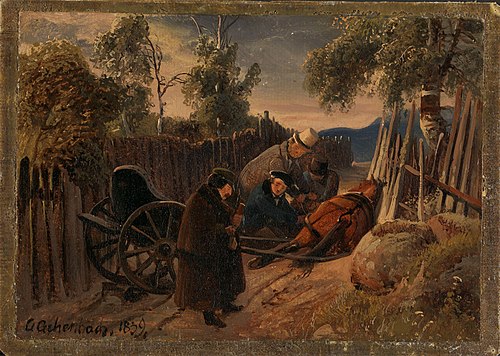 The Carriage Accident, 1839, Andreas Achenbach