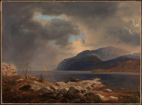 Norsk fjordlandskap med regnbue, 1839, Andreas Achenbach