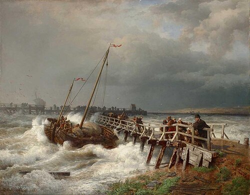 shipwreck at the old Jetty, 1861, Andreas Achenbach